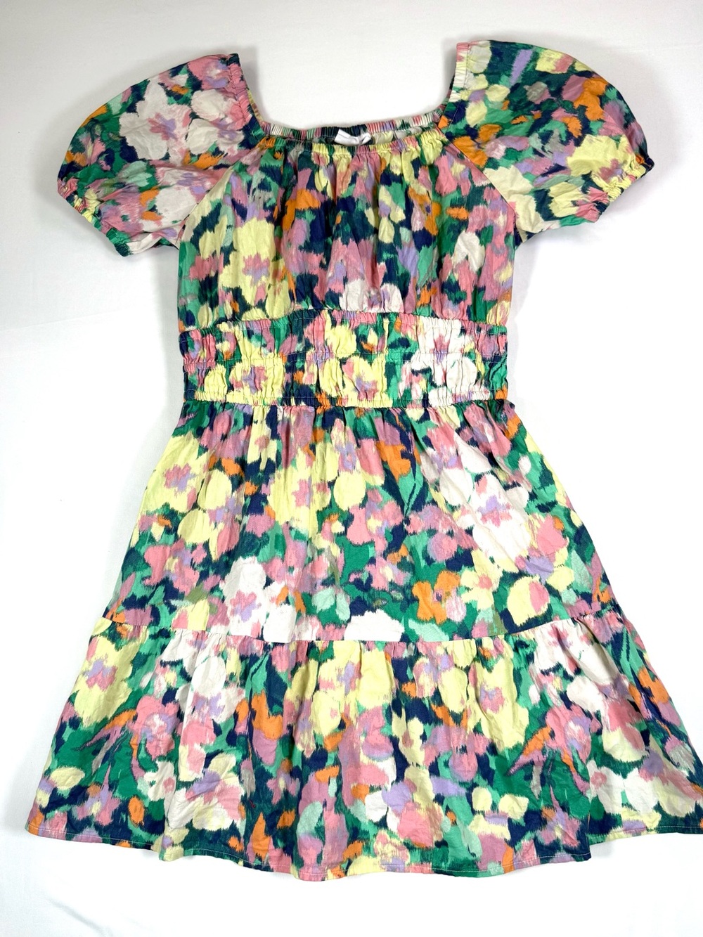 GAP Girls Puff Sleeve Floral Midi Dress 14-15 Cottagecore Farmhouse Boho Garden